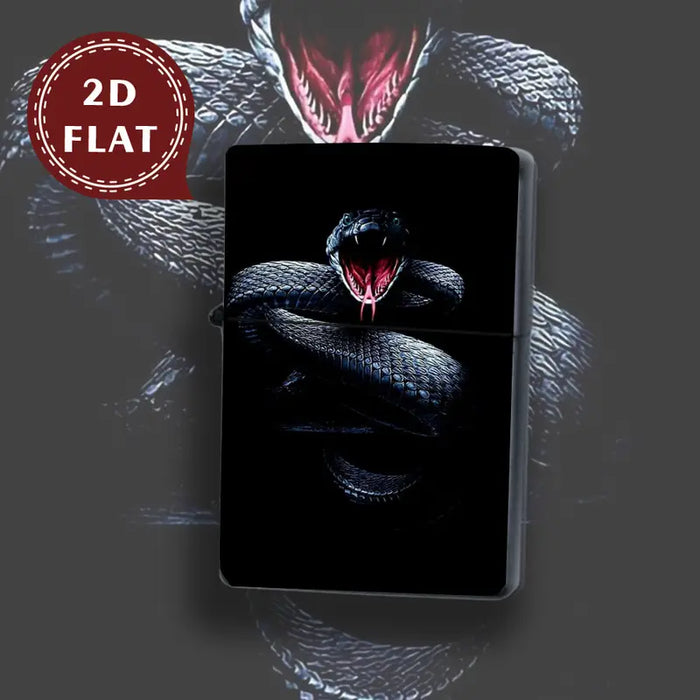 2D Black Snake Mouth Retro Fashion Lighter Shell