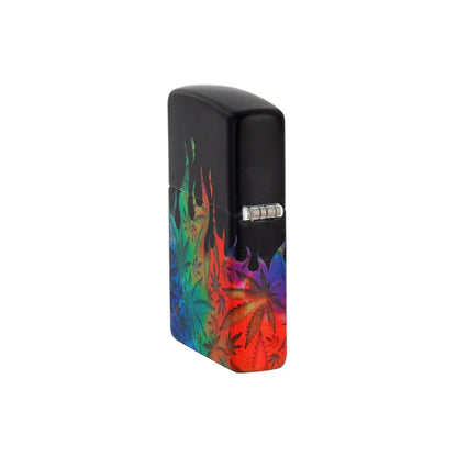 Zippo Lighter - Blazing Leaf Design