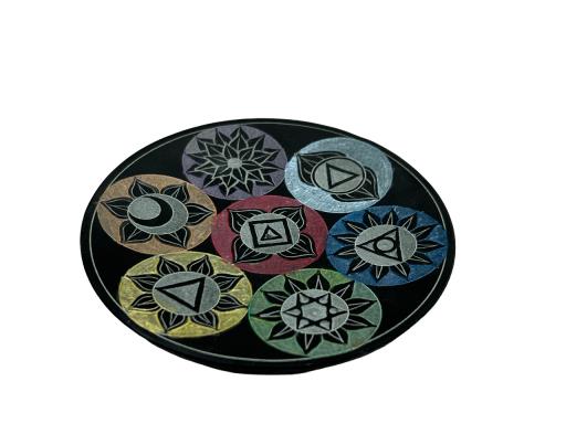ZenN - Seven Chakra Symbols Engraved Circles Ash Catcher