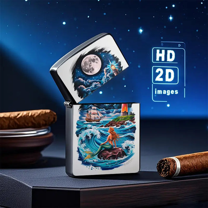 2D Retro Mermaid Moonlit Sea Lighter Shell