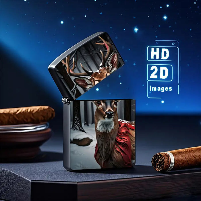 2D Retro Fashion Deer in Snowy Forest Lighter Shell