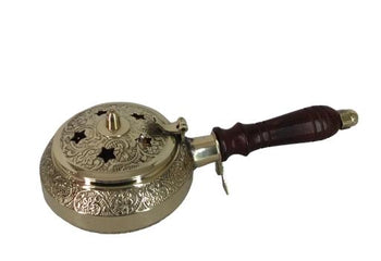 ZenN - Brass Charcoal Burner w/ Wooden Handle Stars