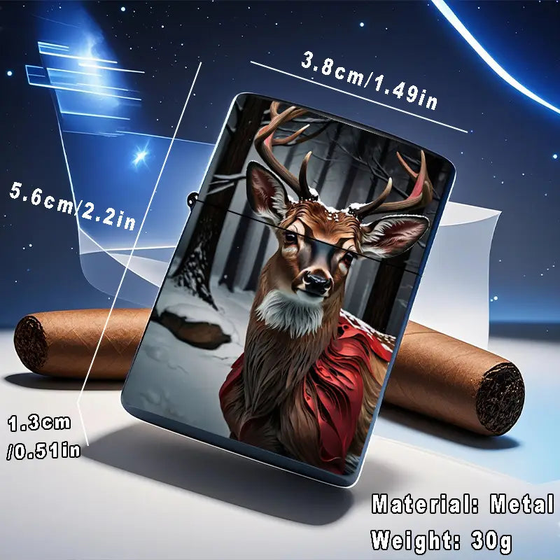 2D Retro Fashion Deer in Snowy Forest Lighter Shell