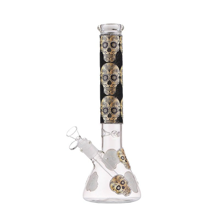 14″ 4mm Glass Beaker Bong - Skull