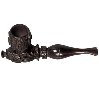 4" Carved Wood Tobacco Pipe