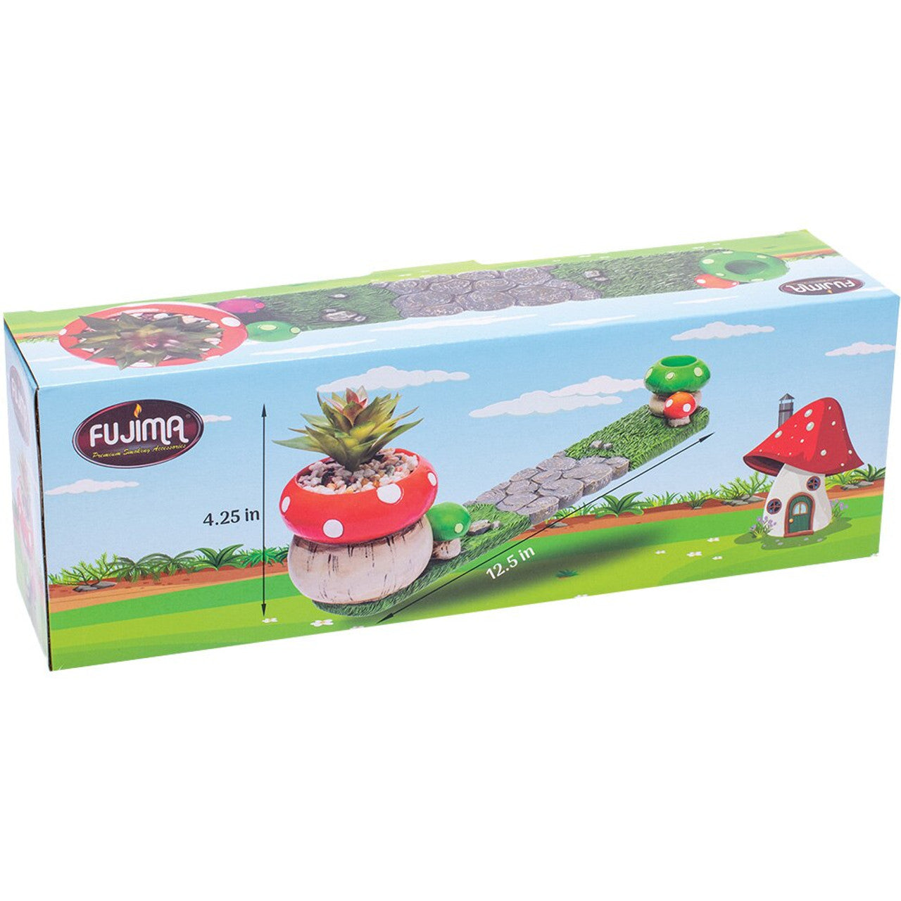 Fujima - 12.5" Mushroom Incense Burner with Faux Plant