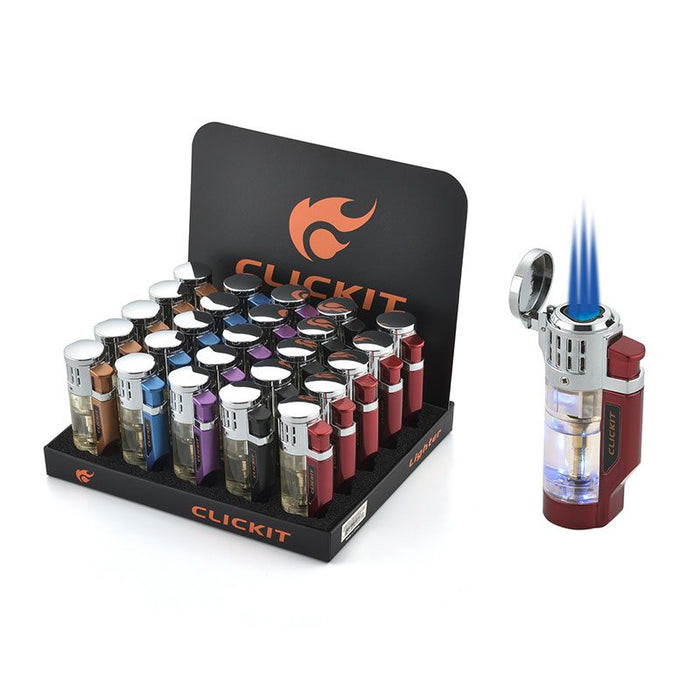 Click-It - Transparent LED Light Triple Torch Lighter