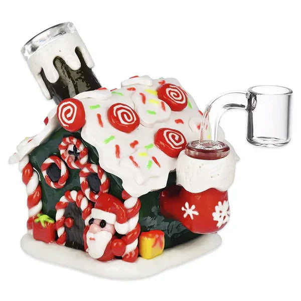 4.5" Holiday Gingerbread House Glass Dab Rig