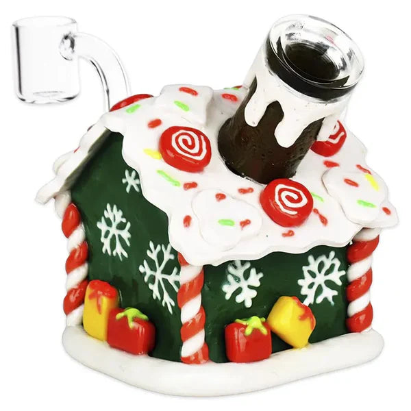 4.5" Holiday Gingerbread House Glass Dab Rig
