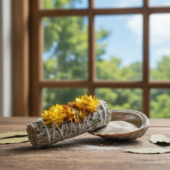 4" White Sage & Strawflower Smudge Stick