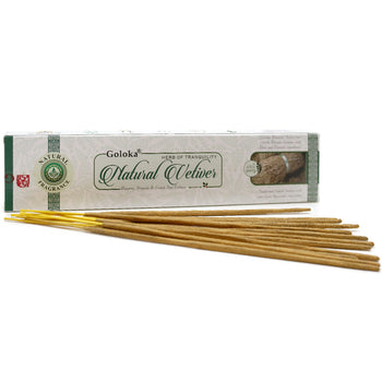 Goloka – Natural Vetiver 9″ Incense Sticks (15g)