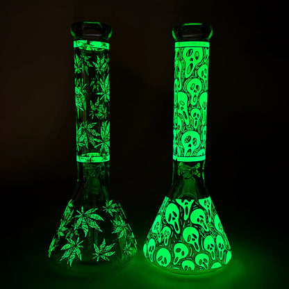 14″ Glow-in-the-Dark Glass Beaker Bong - Ghost