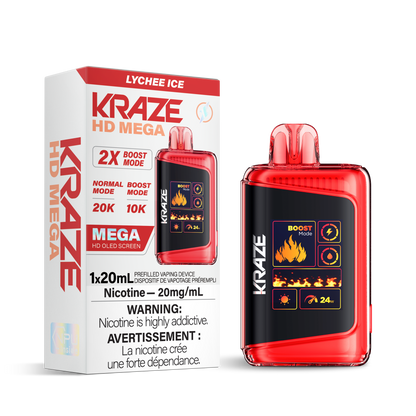 Kraze HD Mega 20k Rechargeable Disposable Vape Lychee Ice