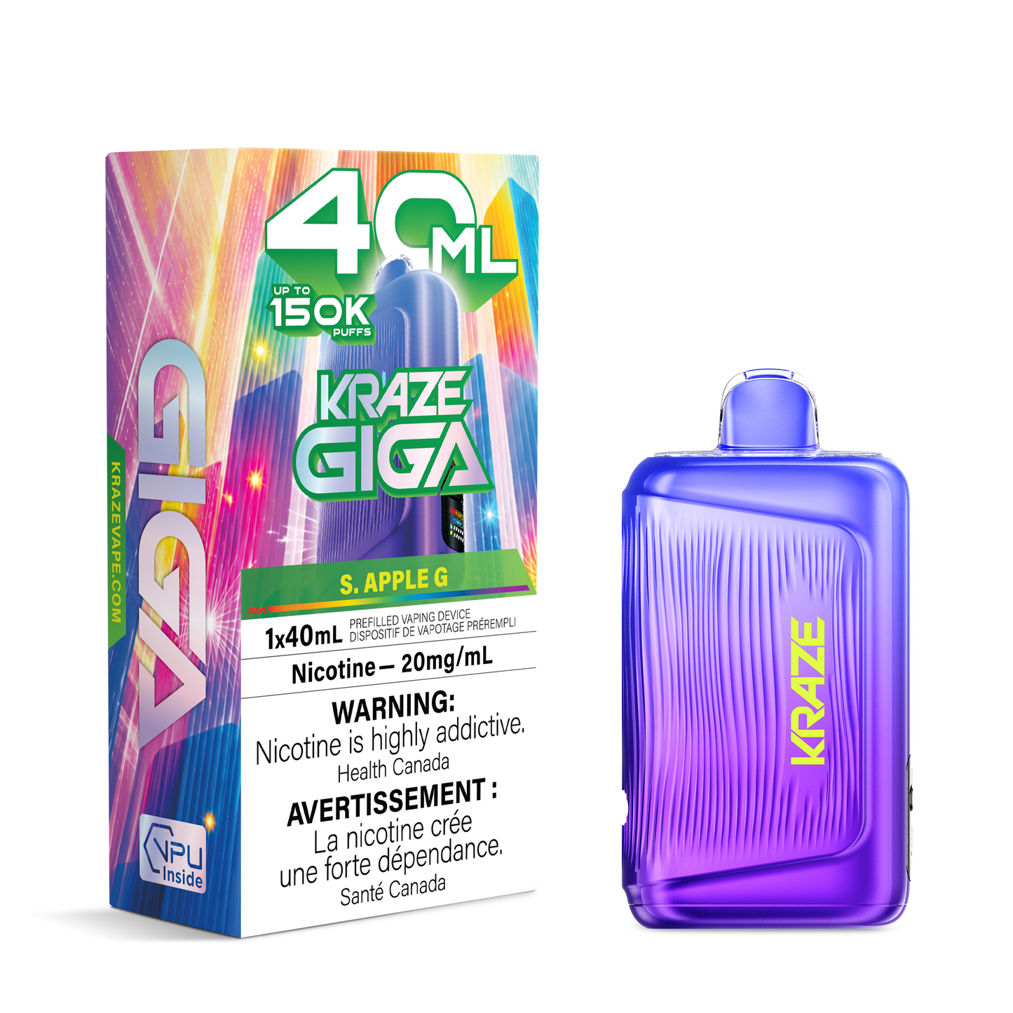 Kraze Giga Rechargeable Disposable Vape 40mL