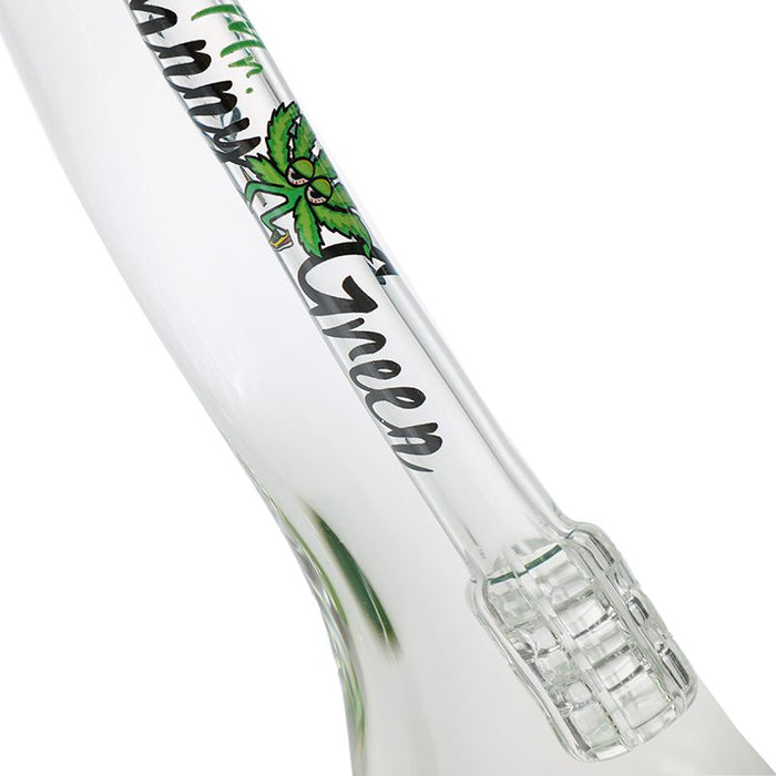 Johnny Green - 16″ 9mm Straight Tube w/ Grid Percolator Slide – Green