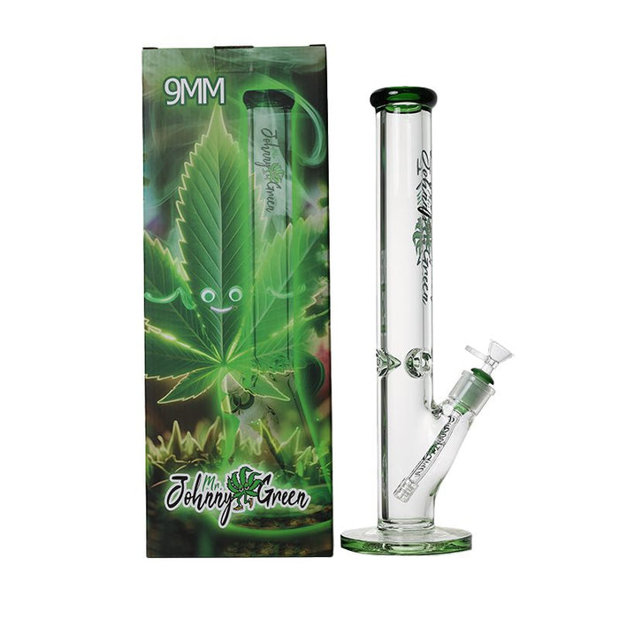 Johnny Green - 16″ 9mm Straight Tube w/ Grid Percolator Slide – Green