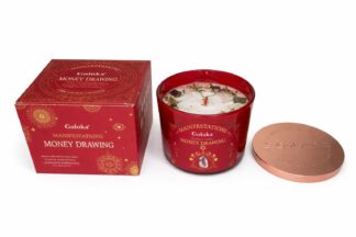 Goloka - Manifestations Money Drawing Candle - 9oz ( Gem Stone - Pyrite)