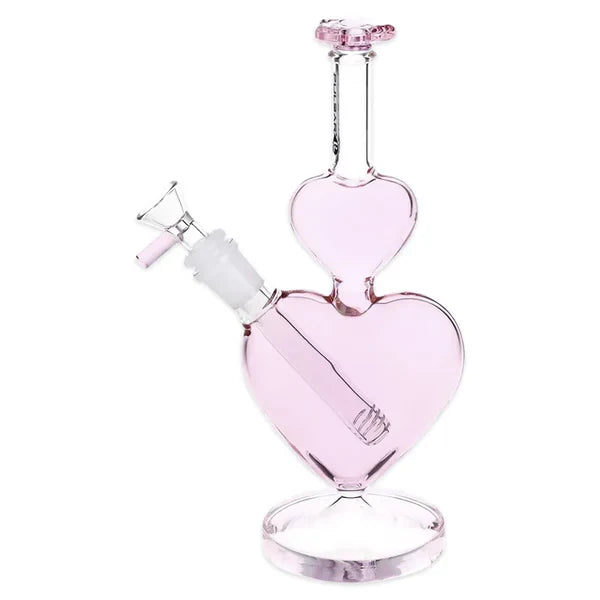 Pulsar - 10" Stacked Hearts Glass Water Pipe