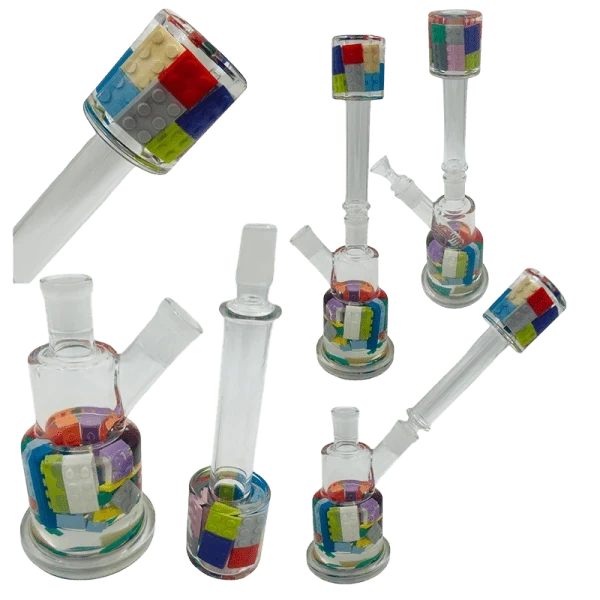14" 2-Way Blocks Straight Glass Bong