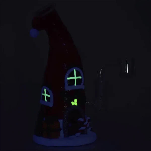 7.5" Santa Cap Elf House 3D Painted Dab Rig