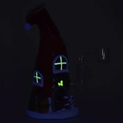 7.5" Santa Cap Elf House 3D Painted Dab Rig