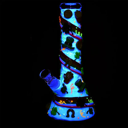 St. Patrick's Day - 10" Rainbows and Gold Glow in the Dark Beaker Water Pipe