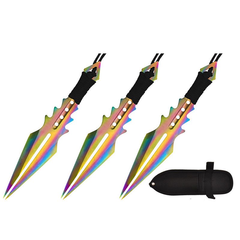 Iridescent Shadow Split Blade Throwing Knife