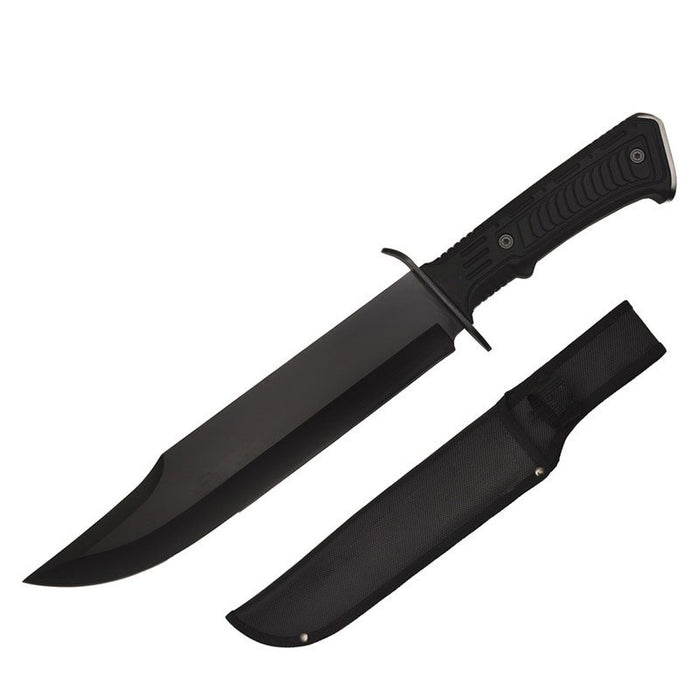 15″ Full Tang Rubber Grip Fighting Machete - Sawback Edition