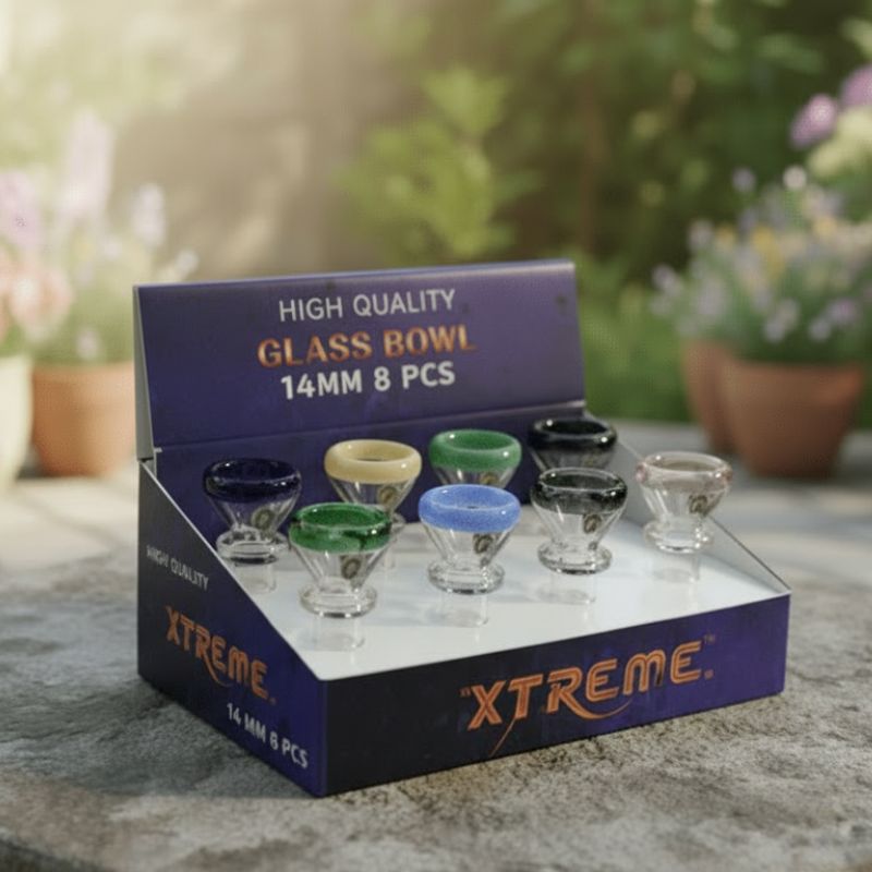 Xtreme - 14mm Flower Style  Coloured Rim Glass Bowl