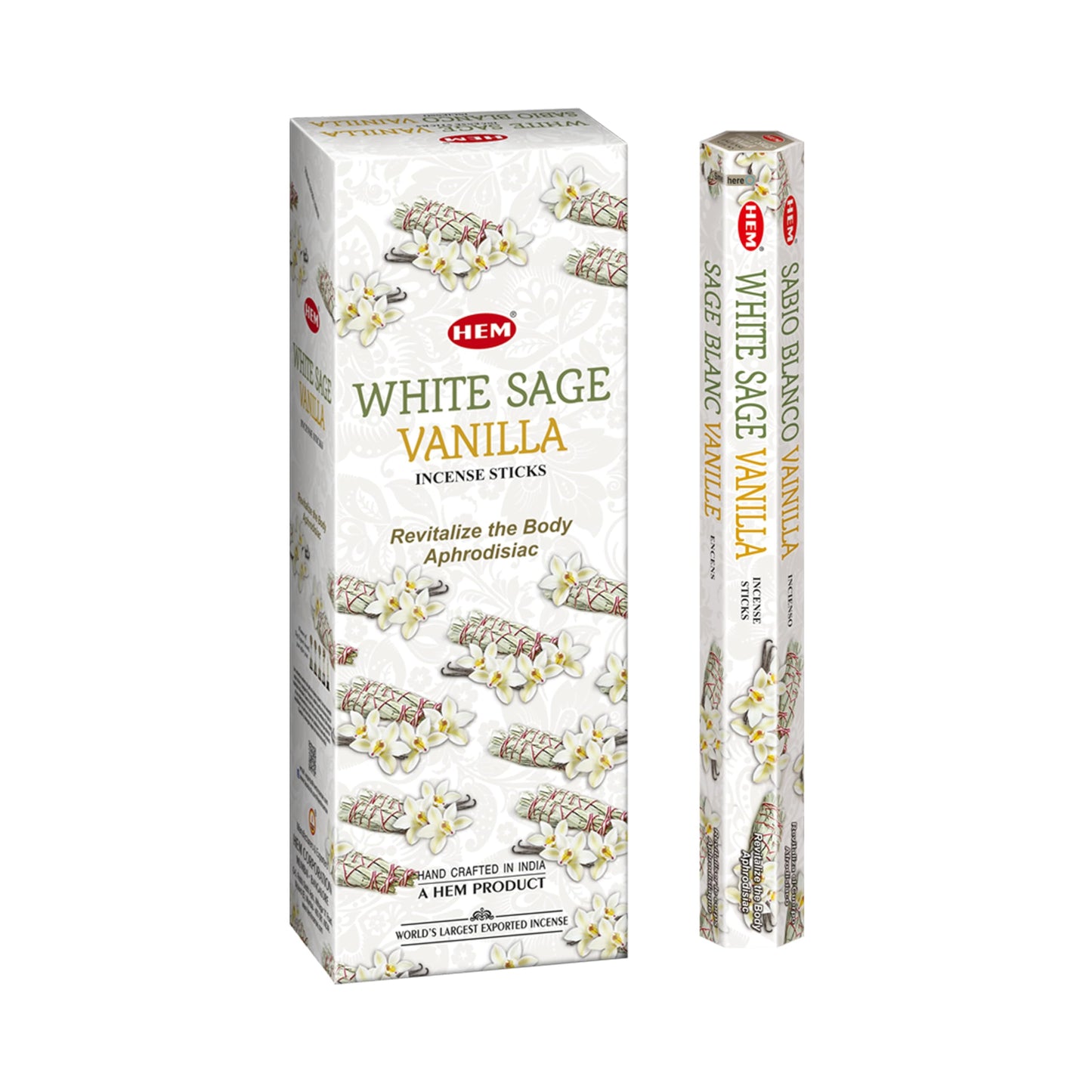 HEM - White Sage Vanilla Incense Sticks - 20 Sticks