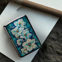 Floral Design Flip-Top Lighter Case