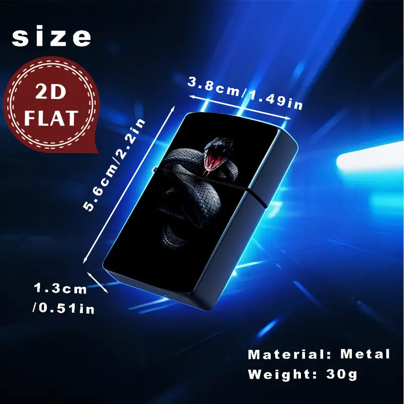2D Black Snake Mouth Retro Fashion Lighter Shell