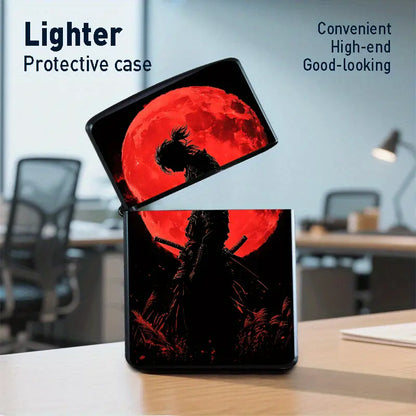 Samurai Moonlit Night Metal Flip-Top Lighter Shell