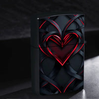 Valentine's Day Black & Red Heart-Shaped Metal Lighter Case
