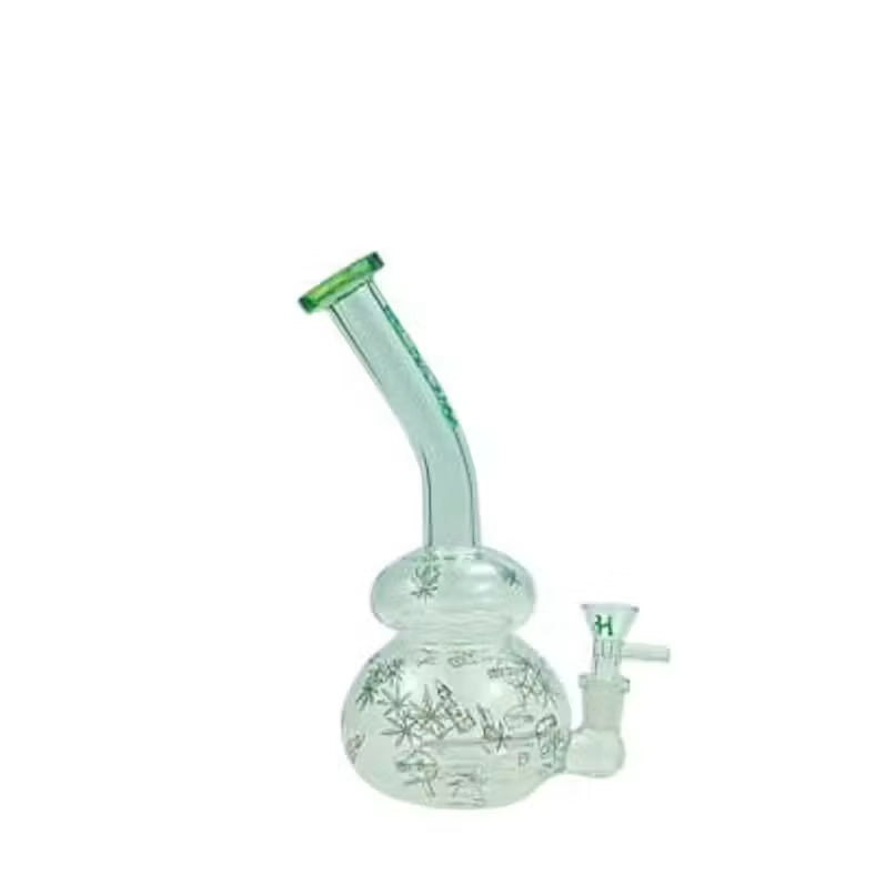 Haze - 9" Weed Leaves Bubble Base Green Bong