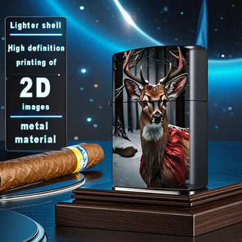 2D Retro Fashion Deer in Snowy Forest Lighter Shell