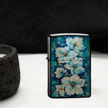 Floral Design Flip-Top Lighter Case