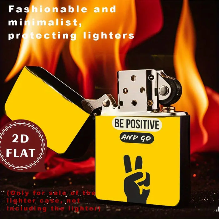 Retro Inspirational Quote & Peace Sign Pattern Lighter Shell