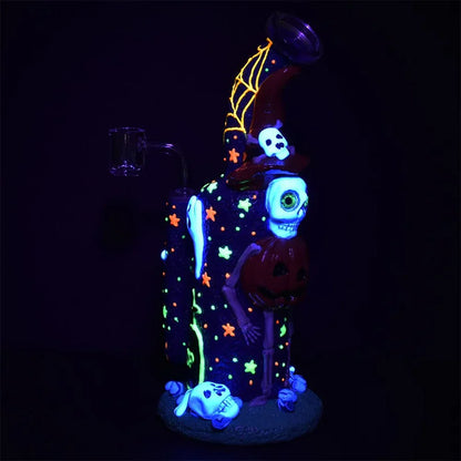 9.5" Frightening Fiesta 3D Painted Glow in the Dark Dab Rig