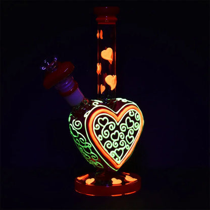 Pulsar -  10" Victorian Valentine's Day Glow in the Dark Water Pipe
