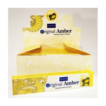Nandita - Original Amber Incense Natural & Organic Hand-rolled Masala Incense Sticks 15g