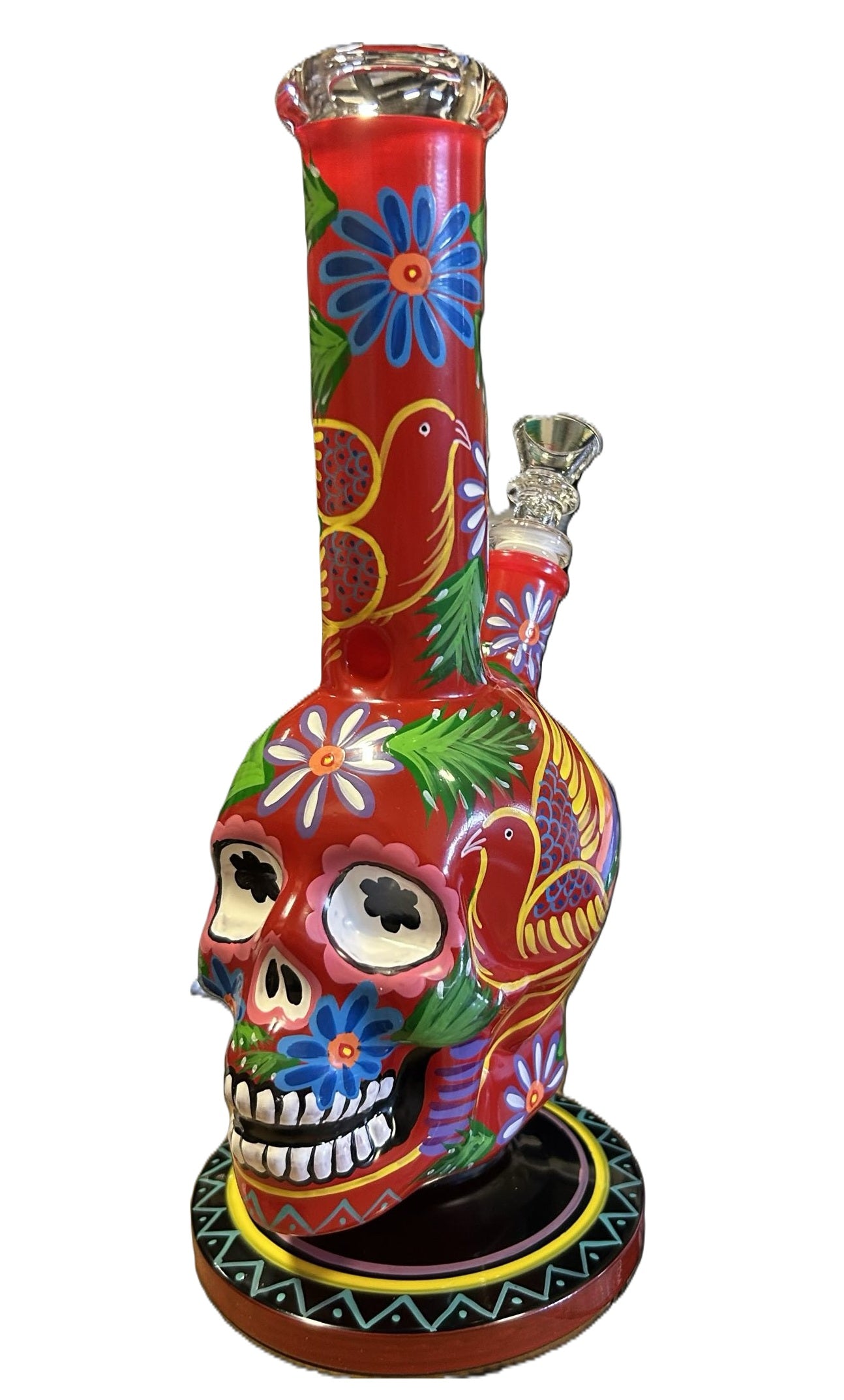 9.5" Sugar Skull Themed Glass Bong