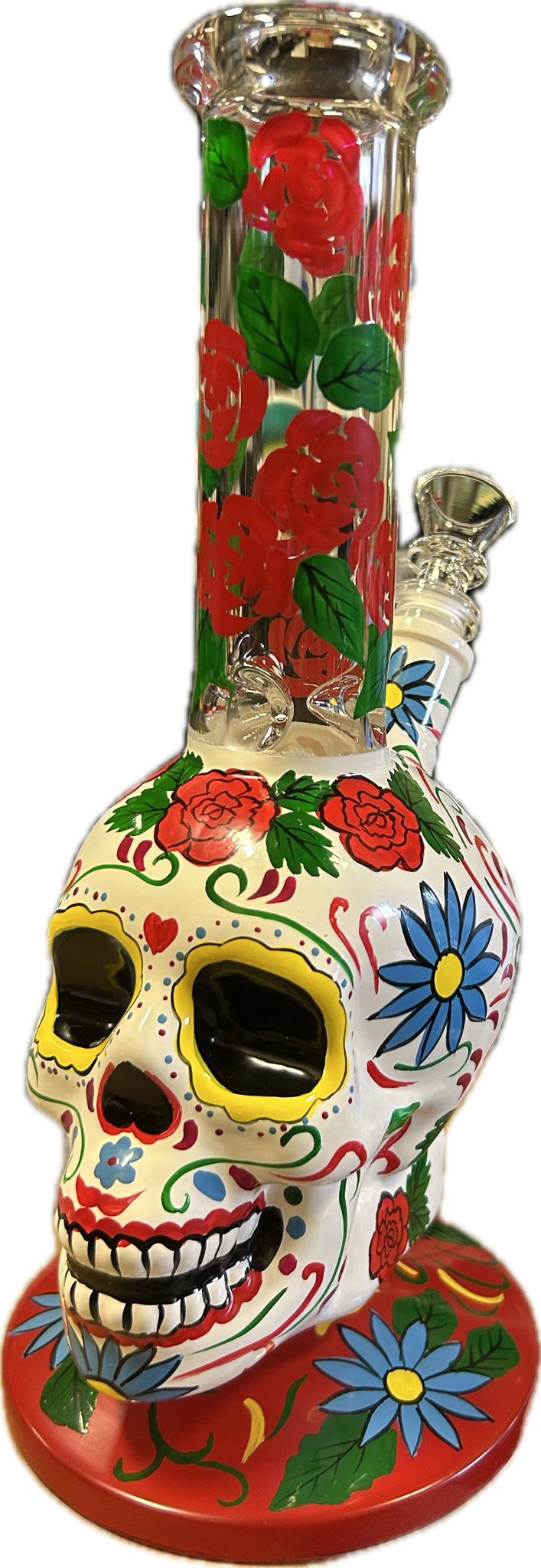 9.5" Sugar Skull Themed Glass Bong