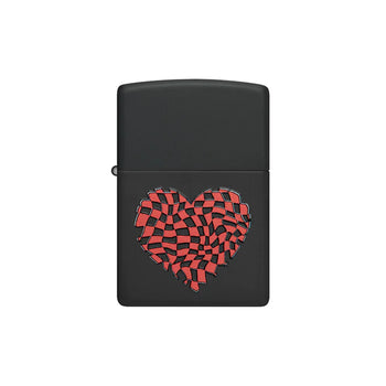 Zippo Lighter - Checkered Heart Design
