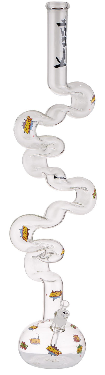 Kush 3' Foot Glass Zig Zag Bong/Zong